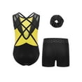 thumbnail image 2 of Miutii Gymnastics Leotards for Girls Sparkle Tank Ballet Unitards Dance Biketards with Hair Scrunchie Yellow 9-10, 2 of 2
