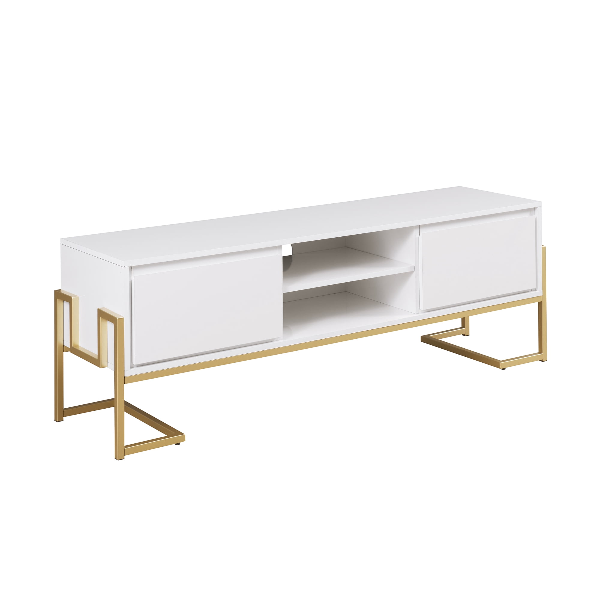 Walker Edison Modern 60" 2-Drawer Media Console, Solid White