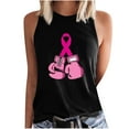 thumbnail image 2 of Lolmot Breast Cancer Shirts Womens Tank Tops Casual Crew Neck Pink Ribbon Boxing Gloves Graphic Tees Loose Fit Sleeveless T Shirts on Clearance, 2 of 5