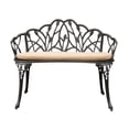 thumbnail image 7 of Gzxs Outdoor Bench with Seat Cushion, Cast Aluminum Garden Patio Bench with Floral Tulip Accent, for Front Porch, Backyard, Balcony, Black, 7 of 7
