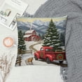 thumbnail image 2 of Creowell Christmas Tree Snowy Road Throw Pillow Cover Winter Square Cushion Cover Home Decor 1PC 12x12in, 2 of 5