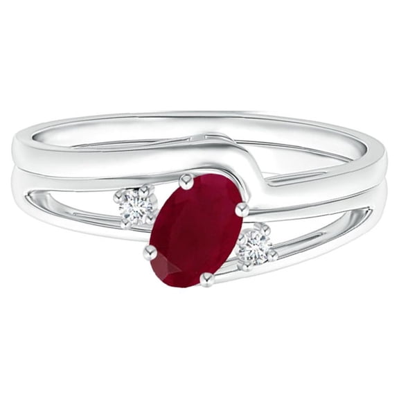 Stackable 0.55 Ctw Oval Ruby Gemstone 925 Sterling Silver Women Engagement Ring
