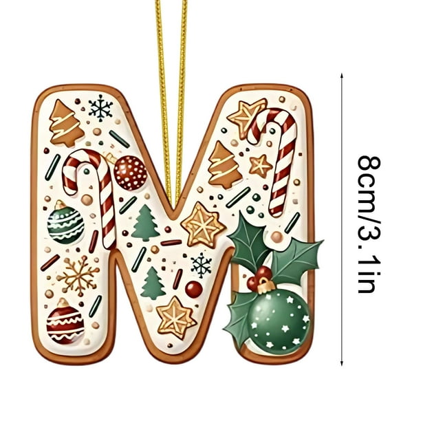 Decoraciones de Árbol de Navidad 2D Acrílico Decoración Carta Colgante con 26 Letras Diy Navidad Decoración Del Hogar Ornamentos Del Árbol de Navidad