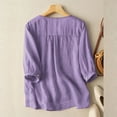thumbnail image 2 of ZANZEA Floral Embroidery 3/4 Sleeve O Neck Cotton, Solid Shirt Blouse (Women's) XL, 2 of 5