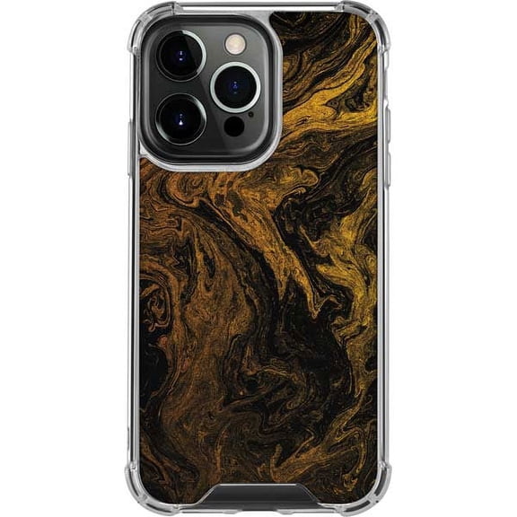 Skinit Marble Gold and Black Marble iPhone 14 Pro Clear Case
