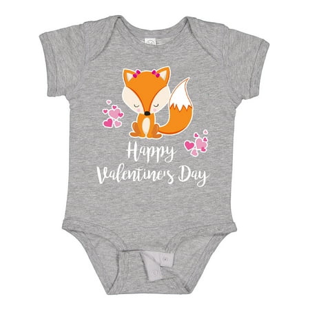 

Inktastic happy valentine s day fox white Boys or Girls Baby Bodysuit