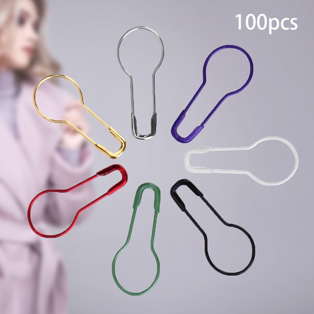 Pensos de seguridad de calabaza de metal de 100 piezas Pins de forma de pera Pins de punto de punto coloridos marcadores de puntadas de bulbo para coser tejer