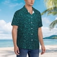 thumbnail image 3 of Lsque Navy blue sparkling Pattern Hawaiian Shirt for Men Unisex Summer Beach Casual Short Sleeve Cotton Linen Button Down Shirts,X-Large, 3 of 7