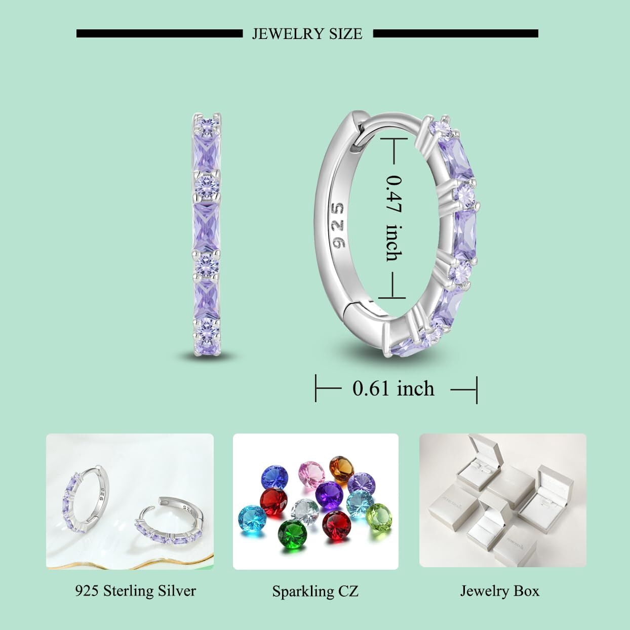 Starchenie Gemstone Huggie Hoop Earrings 925 Sterling Silver Birthstones June Alexandrite Jewelry Gift for Women