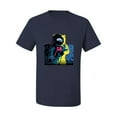 thumbnail image 2 of Wild Bobby, Colorful Cosmic Neon Astronaut Lunar Spaceman Moon Galaxy, Fashion, Men Graphic Tee, Navy, Medium, 2 of 4