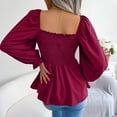 thumbnail image 5 of LEZMORE Womens Blouses Long Sleeve Shirts Square Neck Tops for Women Claret XL, 5 of 9