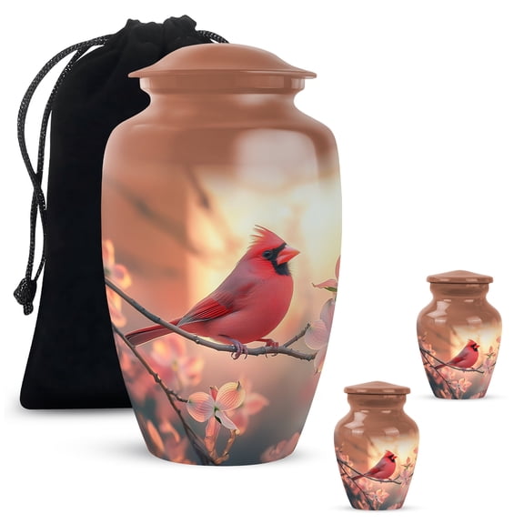 Yatskia Cardinal Bird Urns for Human Ashes Adult Female, Mini Urn for Human Ashes Keepsake for Male, (Classic 10 Inch and 3 Inch)