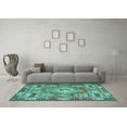 thumbnail image 3 of Ahgly Company Indoor Rectangle Medallion Turquoise Blue Traditional Area Rugs, 4' x 6', 3 of 4