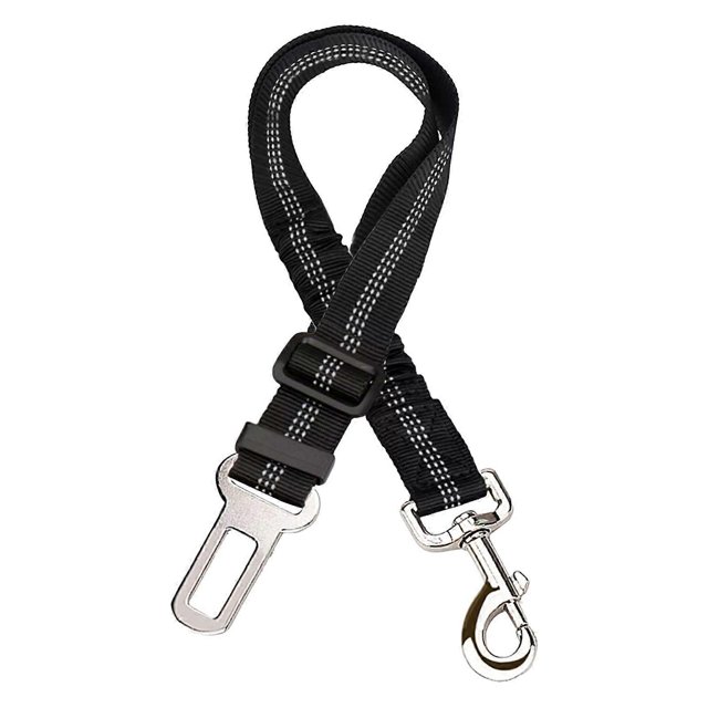 Anti Shock Dog Seat Belt For Cars, Adjustable Reflective Elastic Bungee Harness, 360 Degree Swivel Snap, Black