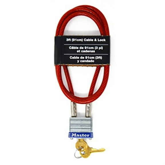 Master Lock Cable Padlock Laminated Steel - 3' Long x 3/16" Diameter