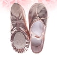 thumbnail image 3 of Zapatos de baile de cuero PU de color rosa para niñas, zapatos de baile con banda elástica cruzada, zapatos suaves antideslizantes para niños de rendimiento, talla 25, 3 of 6