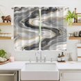 thumbnail image 2 of Grey Ombre Marble Kitchen Curtains 63 Inch Length, Abstract Modern Art Grommet Top Bedroom Living Room Curtains, Light Filtering Cafe Curtain Drapes 2 Panels Set 104''x63'', 2 of 9