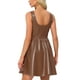 thumbnail image 3 of Vestido Tank INSPIRE CHIC para mujer, sin mangas, de imitación cuero, corte A, mini vestido, talla XL, marrón oscuro, 3 of 6