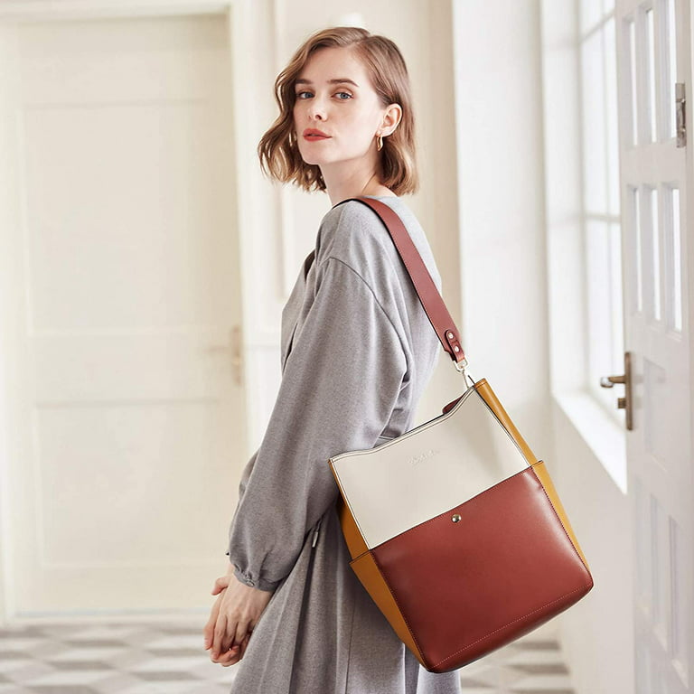 BOSTANTEN Women Handbags Leather Ladies Shoulder Bags Designer Top Handle Work Travel Satchel Tote Bag, Brown