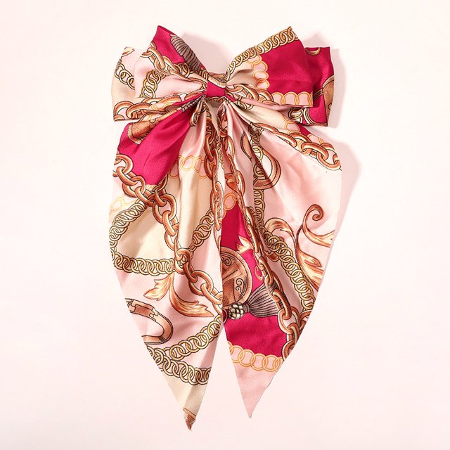 Pince à Cheveux en Satin Vintage Bowknot, Chaîne Rose