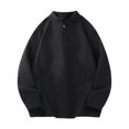 thumbnail image 3 of Long Sleeve Henley Shirts For Men Casual Button Down Shirt Golf Pullover V Neck Stand Collar Fashion Fall Sweatshirt Black 2XL, 3 of 5
