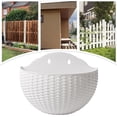 thumbnail image 7 of Yahome Outdoor Imitation Rattan Wall Planter 1 Pcs Semicircle Plastic Hanging Flower Pot Wall-Mounted Plant Baskets Planter Container with Drainage,for Garden Balcony Fence Window (White), 7 of 7