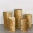 thumbnail image 2 of Efavormart Set of 5 Champagne Crushed Velvet Cylinder Plinth Display Box Stand Covers, Premium Pedestal Pillar Prop Covers, 2 of 5