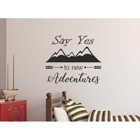 Say Yes to New Adventures 23 X 20 Nursery Baby Calligraphy Sticker feng Shui Wall Decal Art Decor Motivational Inspirational Sticker Decorative Lettering Love Hearts