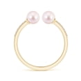 thumbnail image 2 of ANGARA Two Stone Japanese Akoya Cultured Pearl Open Stackable Ring in 14K Yellow Gold for Women | June Birthstone, Birthday, Anniversary, Jewelry Gift for Women | Pearl Ring, 2 of 11
