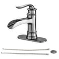 thumbnail image 3 of Bathroom Faucet 7.3" Height with Pop Up Drain Single Handle Waterfall Spout Stainless Steel Brushed, 3 of 6