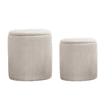 thumbnail image 2 of Set De 2 Taburetes Otomano Redondo Terciopelo Plisado Blanco, 2 of 8