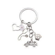 Metal Keychain Medical Ambulance Memorial Alloy Key Ring Creative Keyring Fashionable Gift Hanging Ornament