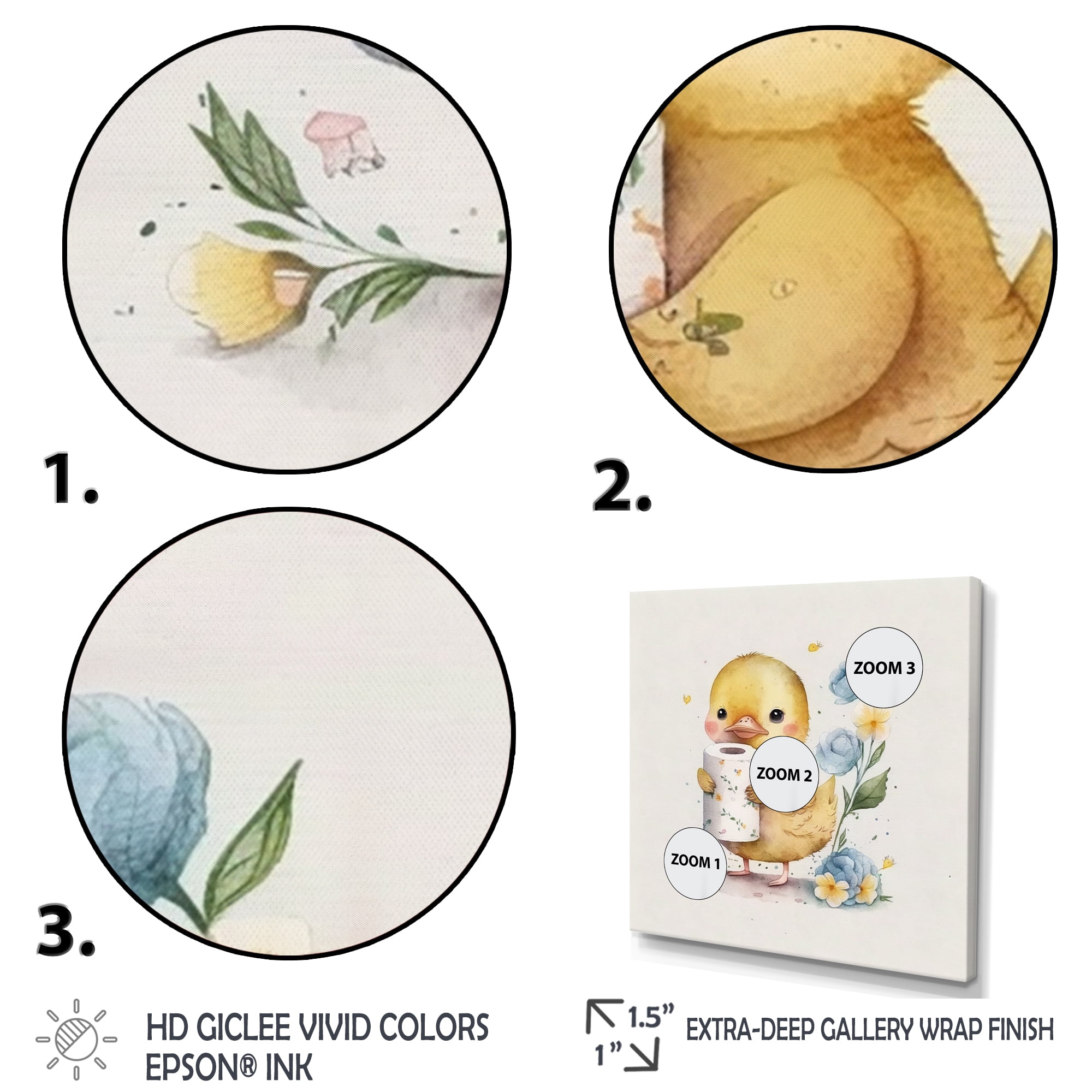 Designart Chick With Roll Of Toilet Paper And Flowers I Canvas Wall Art