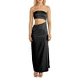 thumbnail image 1 of VISgogo, vestido de tubo informal para mujer, vestido largo a la moda de Color sólido con hombros descubiertos y abertura delgada VISgogo  moda, 1 of 6