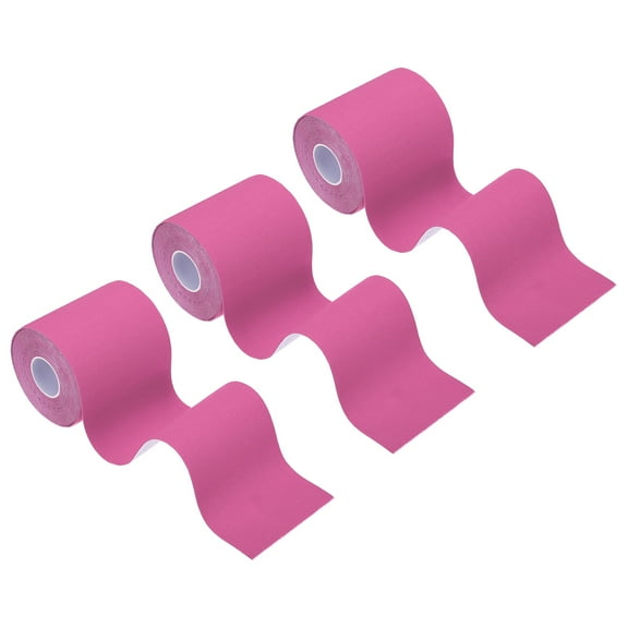 Uxcell 5.5 Yard x 3 Inch Kinesiology Tape, Adhesive Cotton Sports Muscle Support Tapes Waterproof Elastic Tape Pink 3 Roll