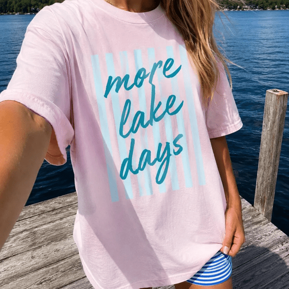 More Lake Days T-Shirt, Retro Summer Vacation Graphic Tee, Lakeside Outdoor Shirt for Women