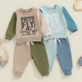 thumbnail image 3 of Gupgi Ensemble d'Automne 2 Pcs pour Bébé Garçon, Sweat à Manches Longues Imprimé Lettre Contrasté avec Poches, 3 of 9
