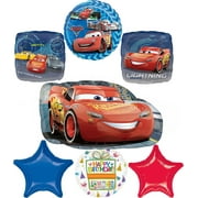 Anagram Cars Birthday Party Supplies 7pc Lightning McQueen Foil Balloon Bouquet Decorations