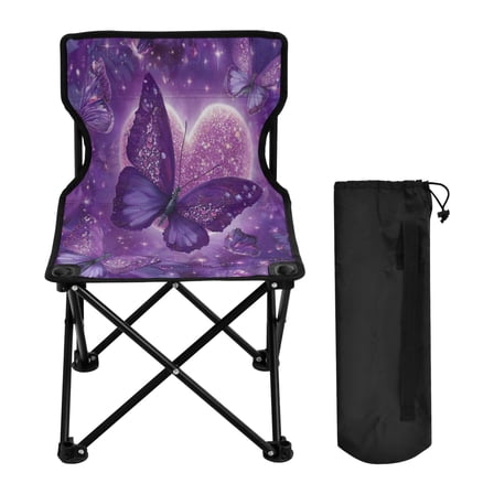 Folding Chair Camping Chair For Camping Picnicking Outdoor Beach and Travel Purple Diamond Butterfly