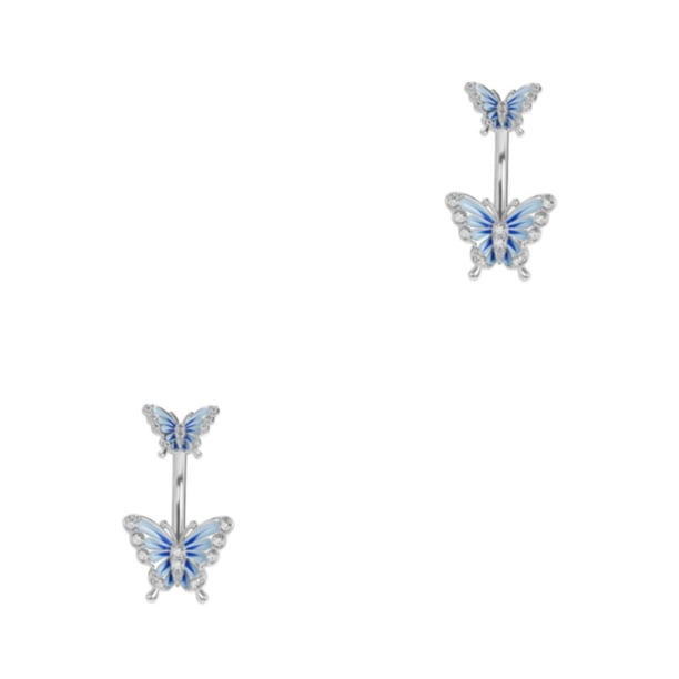 Guardurnaity Flor corazón cristal ombligo ombligo anillos para Touch acero inoxidable vientre anillo plateado plateado 2piezas