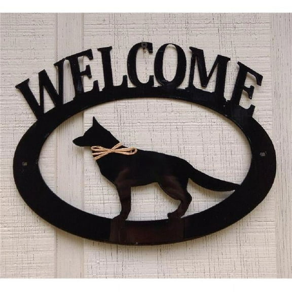 The Lazy Scroll German Shepherd Full Tail Metal Welcome Sign