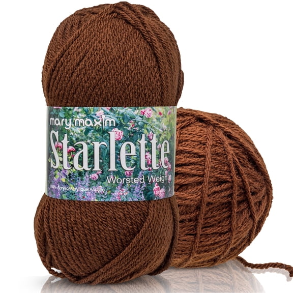 Mary Maxim Starlette Knitting Crochet Yarn, Acrylic Worsted Weight Yarn, Chocolate