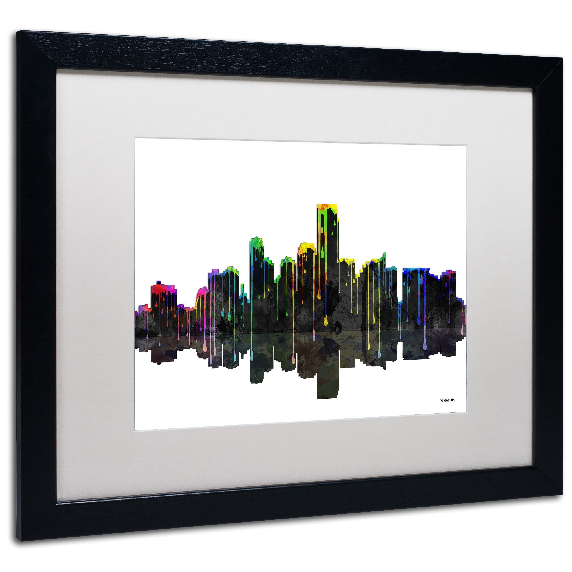 Trademark Fine Art "Jersey City New Jersey Skyline II" Canvas Art by Marlene Watson White Mat, Black Frame