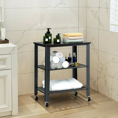 cart utility wheels industrial tier gymax serving storage silver kitchen