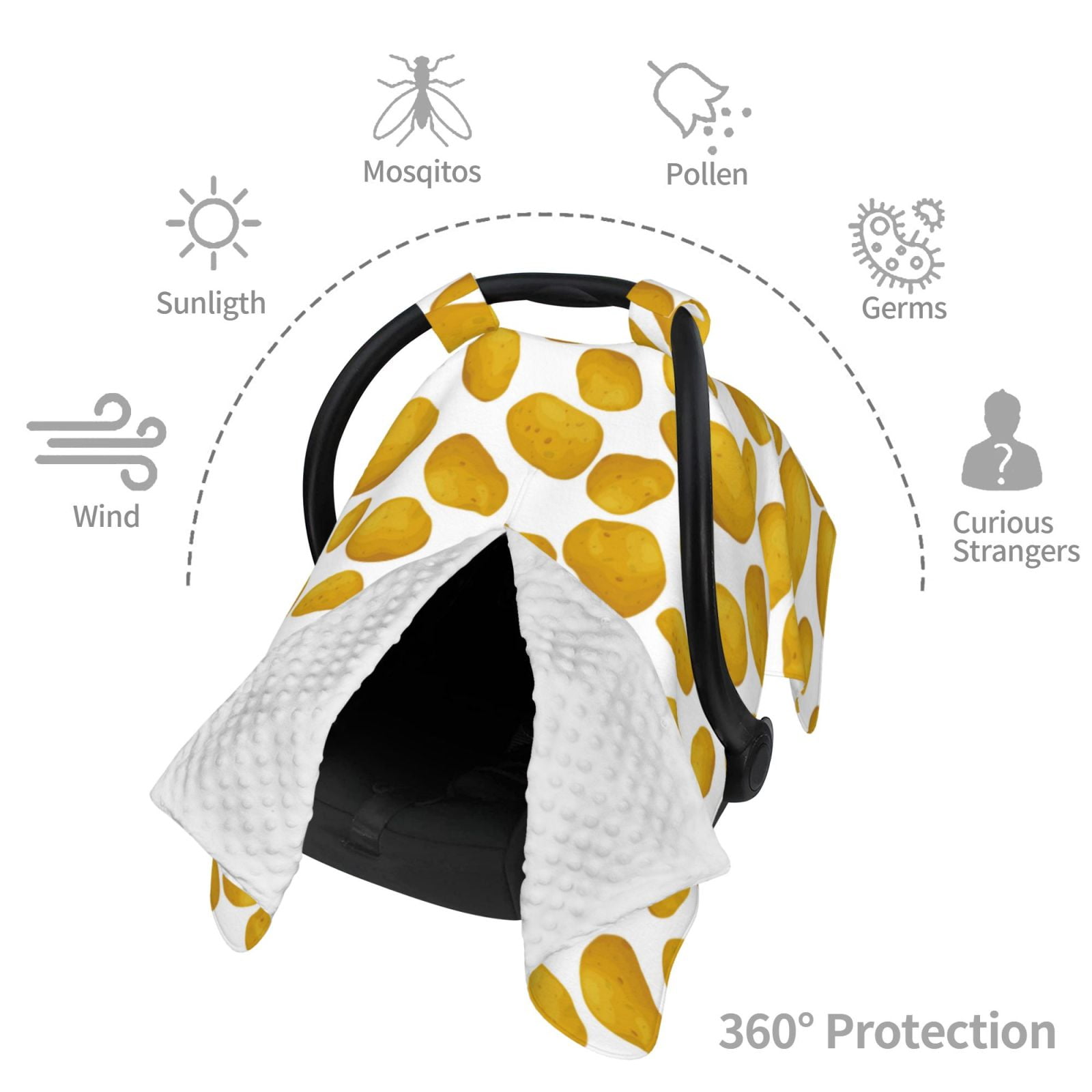 Car Seat Cover Baby - Potato cute Breathable Infant Car Seat Cover for Baby Carseat, Lightweight Comfort Baby Essentials Must Haves Newborn Stuff for Girl Boy