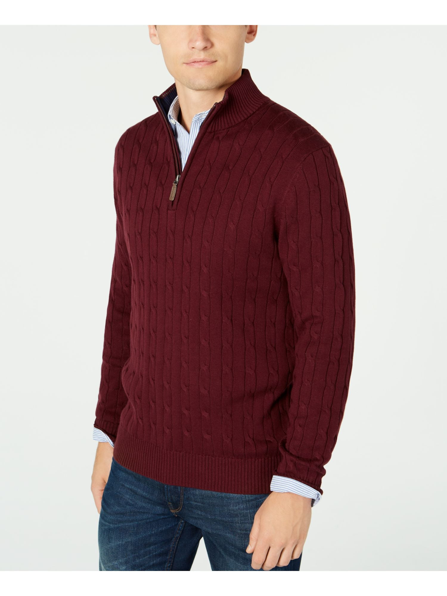 annuleren Ruim dichtbij CLUBROOM Mens Burgundy Long Sleeve Classic Fit Quarter-Zip Pullover Sweater  XL - Walmart.com