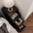 thumbnail image 6 of Gineuiia Fluted Narrow Nightstand with Drawers, Modern Bedside Tables Set of 2, Wood End Table for Bedroom, Mid Century Night Stands, Living Room, Black, 6 of 8