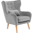 thumbnail image 6 of Critter Sitters Kids Wingback Accent Chair with Lumbar Pillow Faux Velvet with Wooden Legs, Gray, 6 of 9