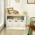 thumbnail image 3 of Costway Armario con 3 cajones, estante de madera con ruedas y cubos para juguetes de los niños, amplio espacio, organizador duradero para salón/dormitorio/cuarto de los niños, blanco, 3 of 5
