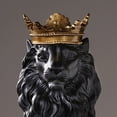 thumbnail image 3 of 2X Abstract Crown Lion Statue Home Office Bar Male Lion Faith Resin Sculpture Crafts Animal Art Decor Ornaments - Black, 3 of 4